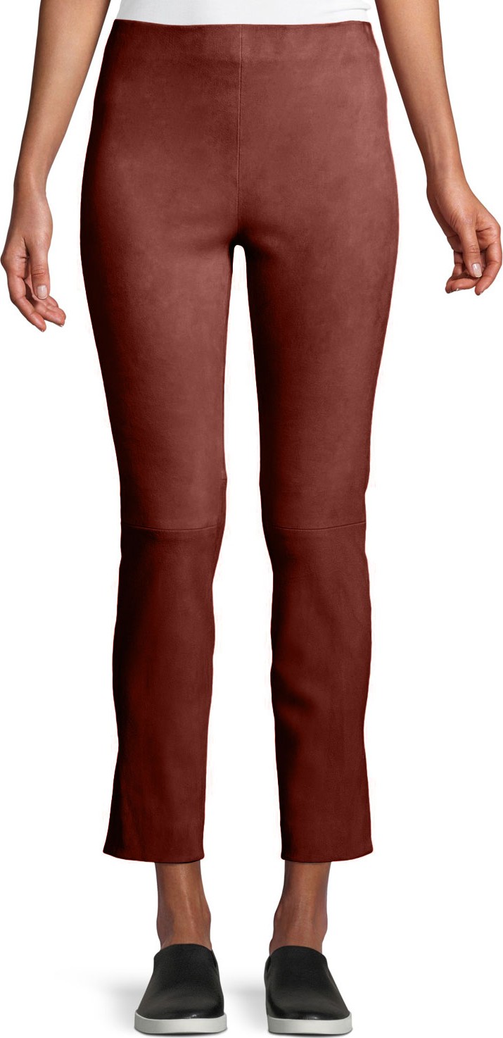 Vince Cropped Stretch-Suede Split-Hem Pants