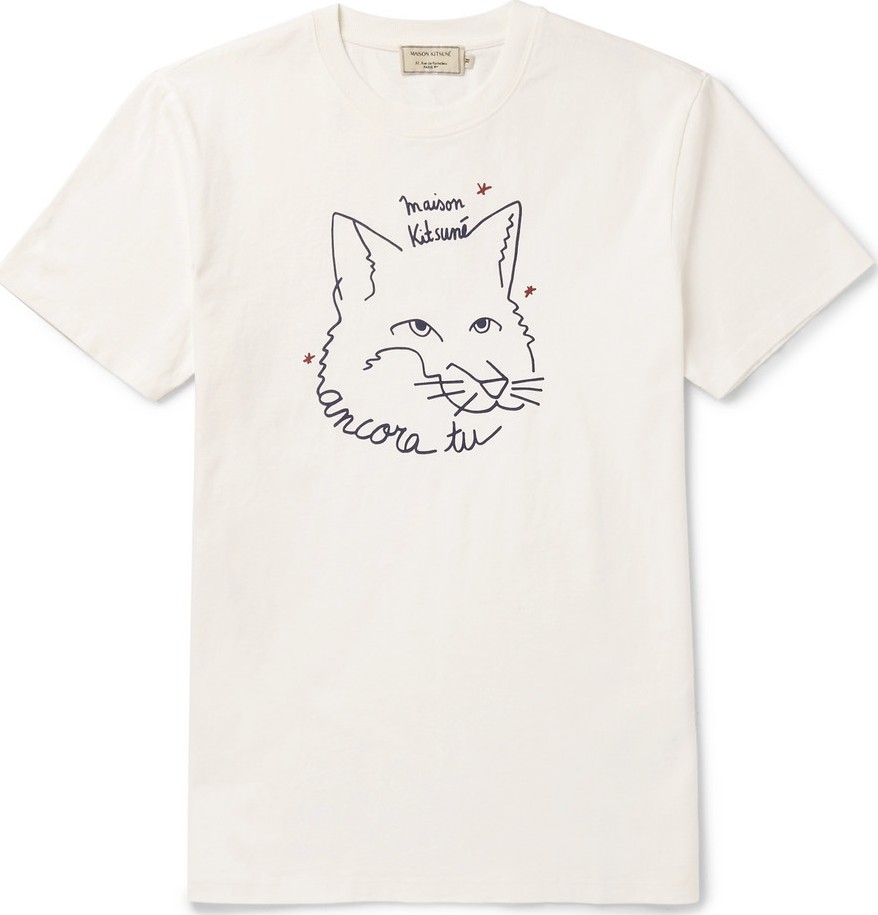 Maison Kitsune Slim-Fit Printed Cotton-Jersey T-Shirt
