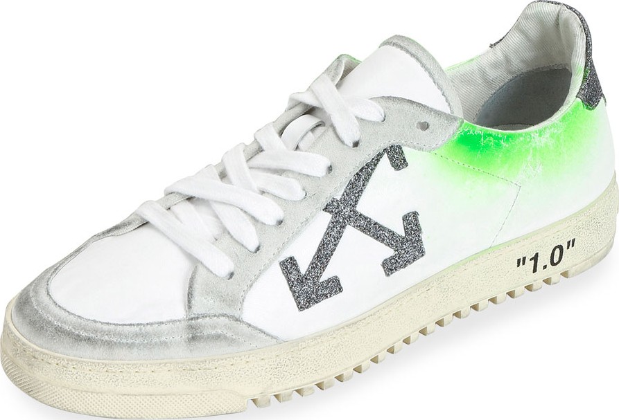 Off White Arrow 2 Glittered Leather Low-Top Sneakers