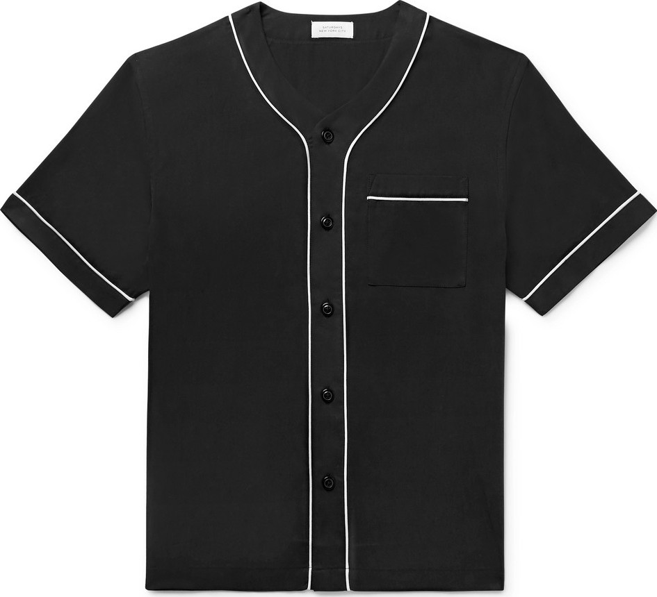 SATURDAYS NYC Piped Lyocell Baseball Shirt