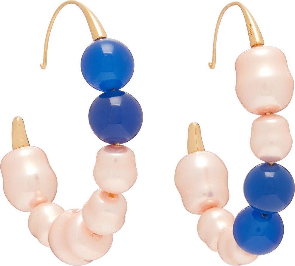 Peter Pilotto Mismatched faux-pearl hoop earrings