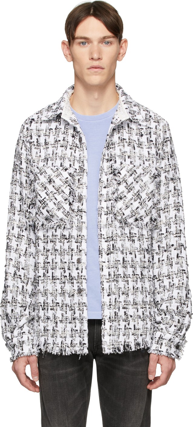 Faith Connexion SSENSE Exclusive White & Black Tweed Shirt