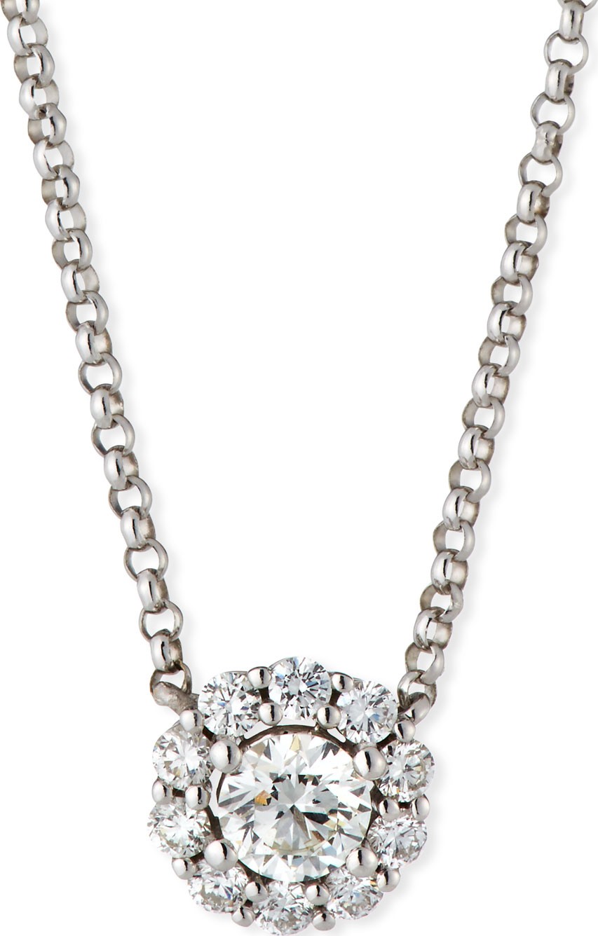 Memoire Blossom Diamond Pendant Necklace in 18K White Gold, 0.33tdcw