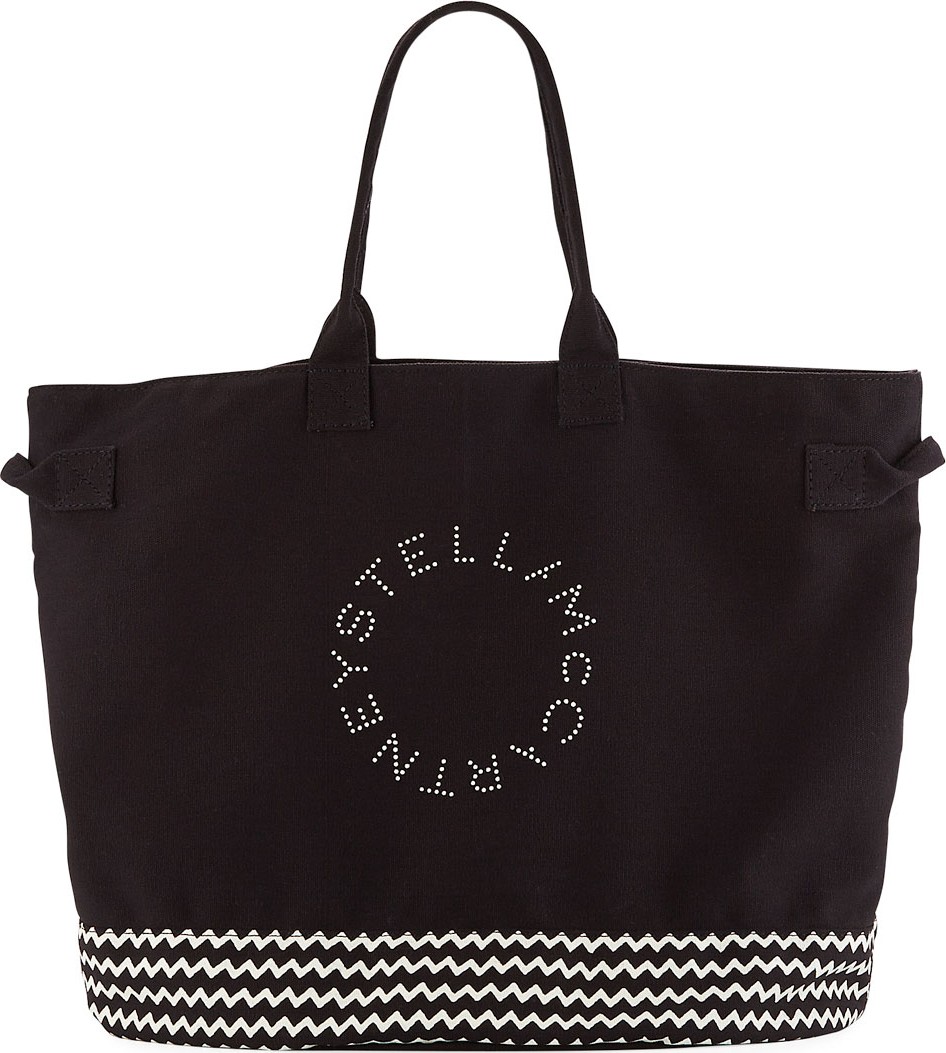Stella McCartney Striped Logo Beach Tote Bag