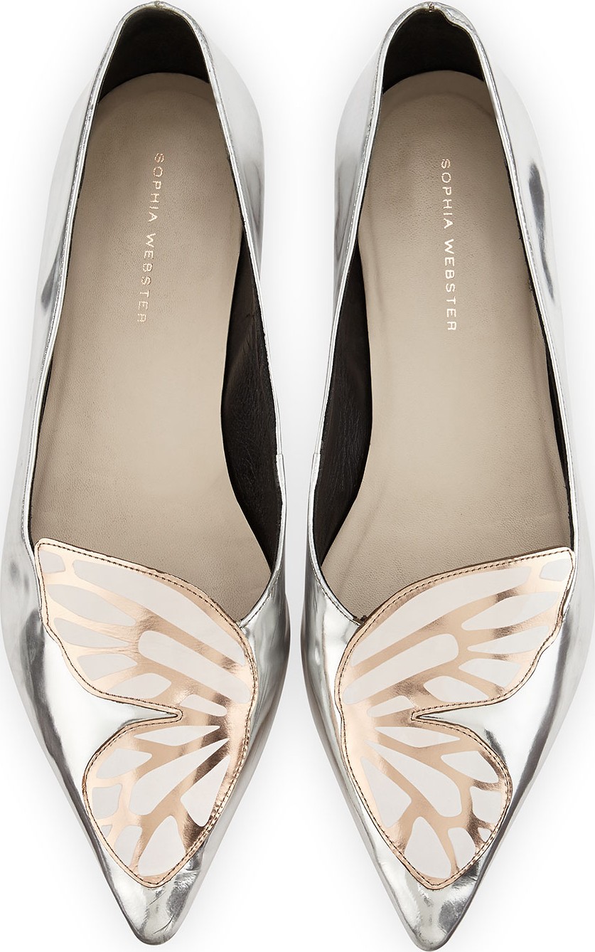 Sophia Webster Bibi Butterfly Metallic Leather Flat