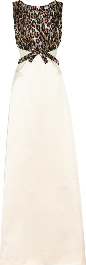 Miu Miu Leopard brocade silk-satin gown