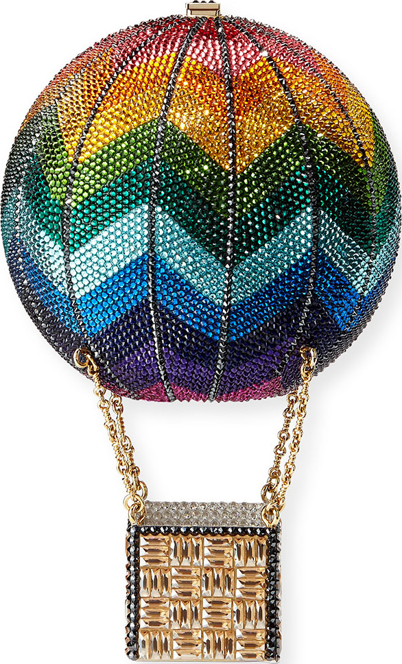 Judith Leiber Rainbow Hot Air Balloon Crystal Clutch Bag