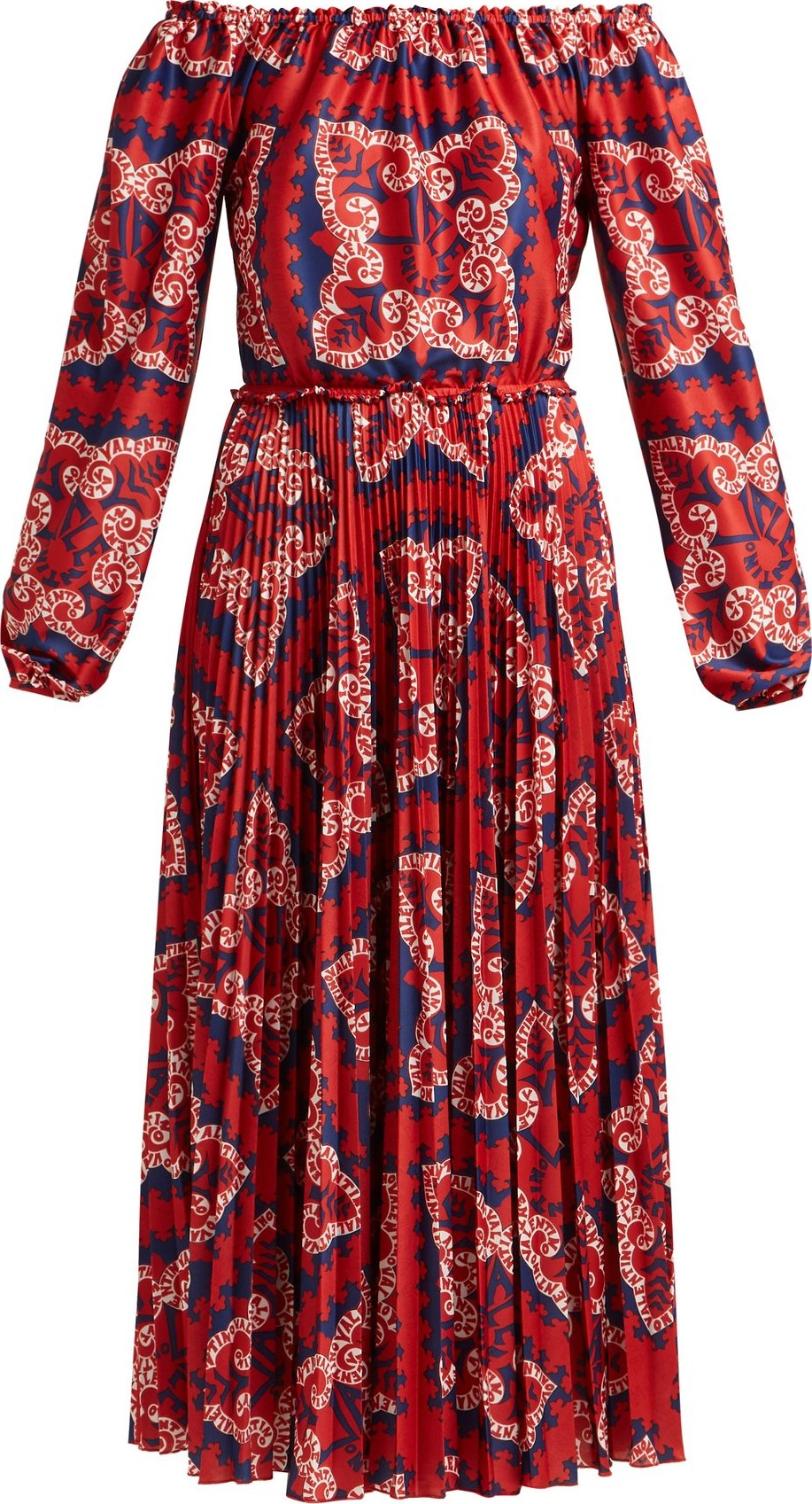 Valentino Off-the-shoulder bandana-print jersey midi dress