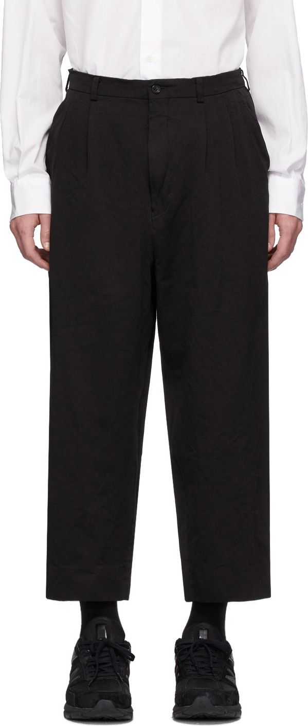 Comme des Garçons Homme Black Linen Twill Garment-Dyed Trousers