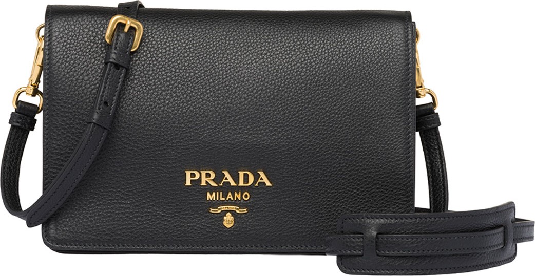 Prada Daino Leather Flap Crossbody Bag