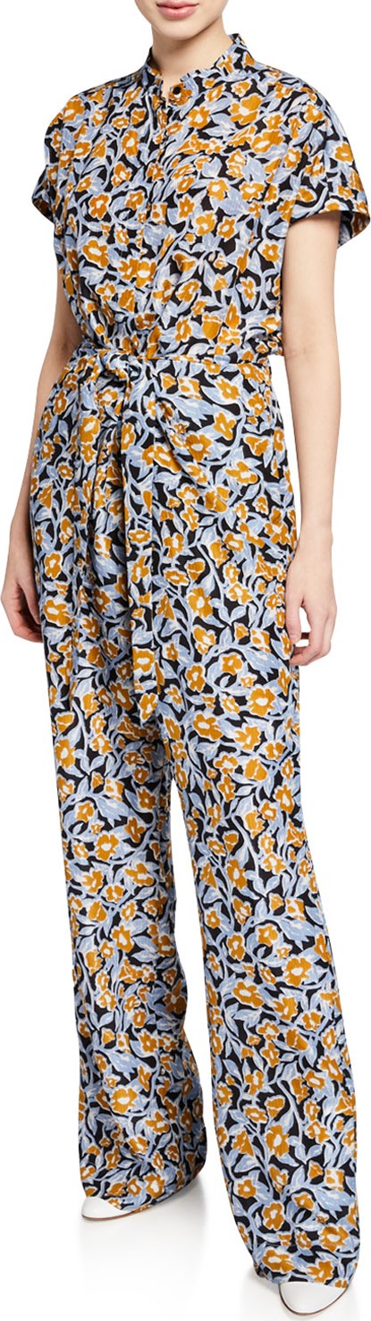 Christian Wijnants Oari Short-Sleeve Silk Jumpsuit