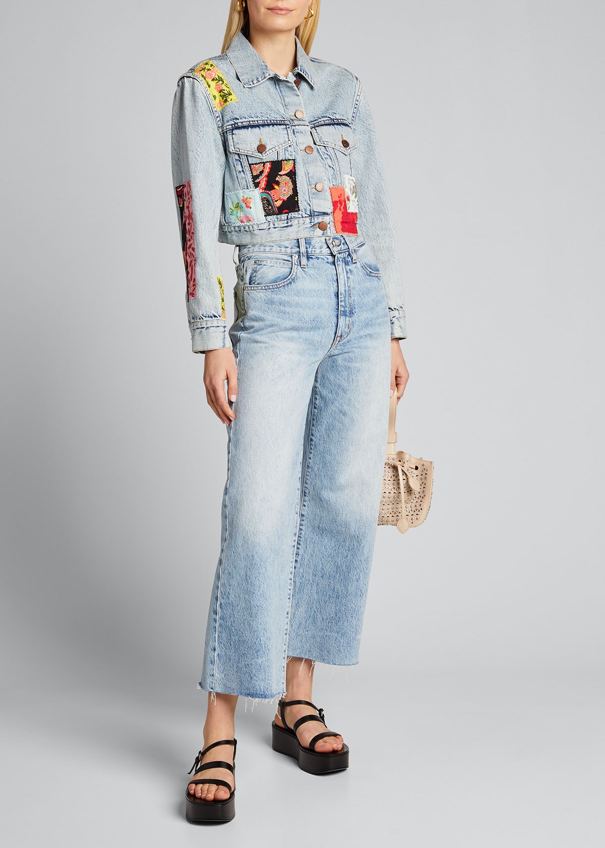 Alice + Olivia Cropped Boxy Jacket with Patchwork