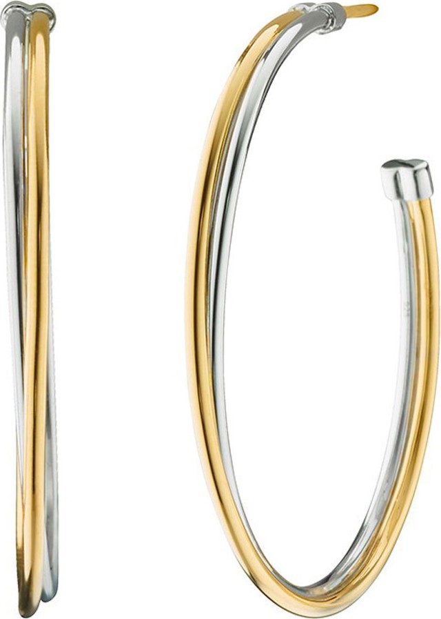 Monica Rich Kosann Silver & 18k Yellow Gold Tube Hoop Earrings, 1.5mm