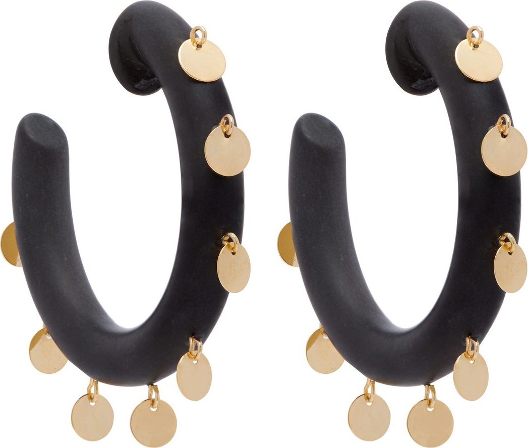Vanda Jacintho Metallic-disc resin hoop earrings