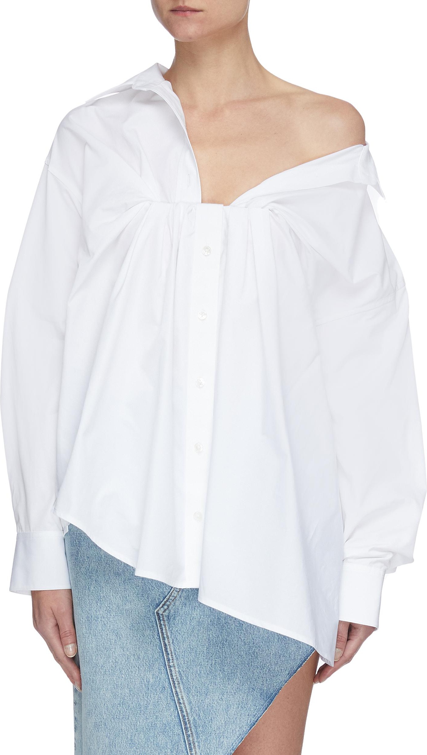 Alexander Wang Tucked bust Oxford cotton blouse