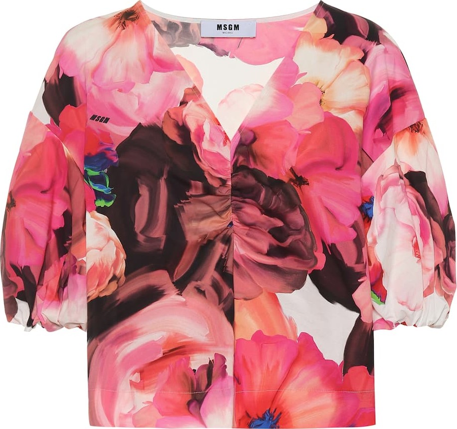 MSGM Floral-printed cotton top