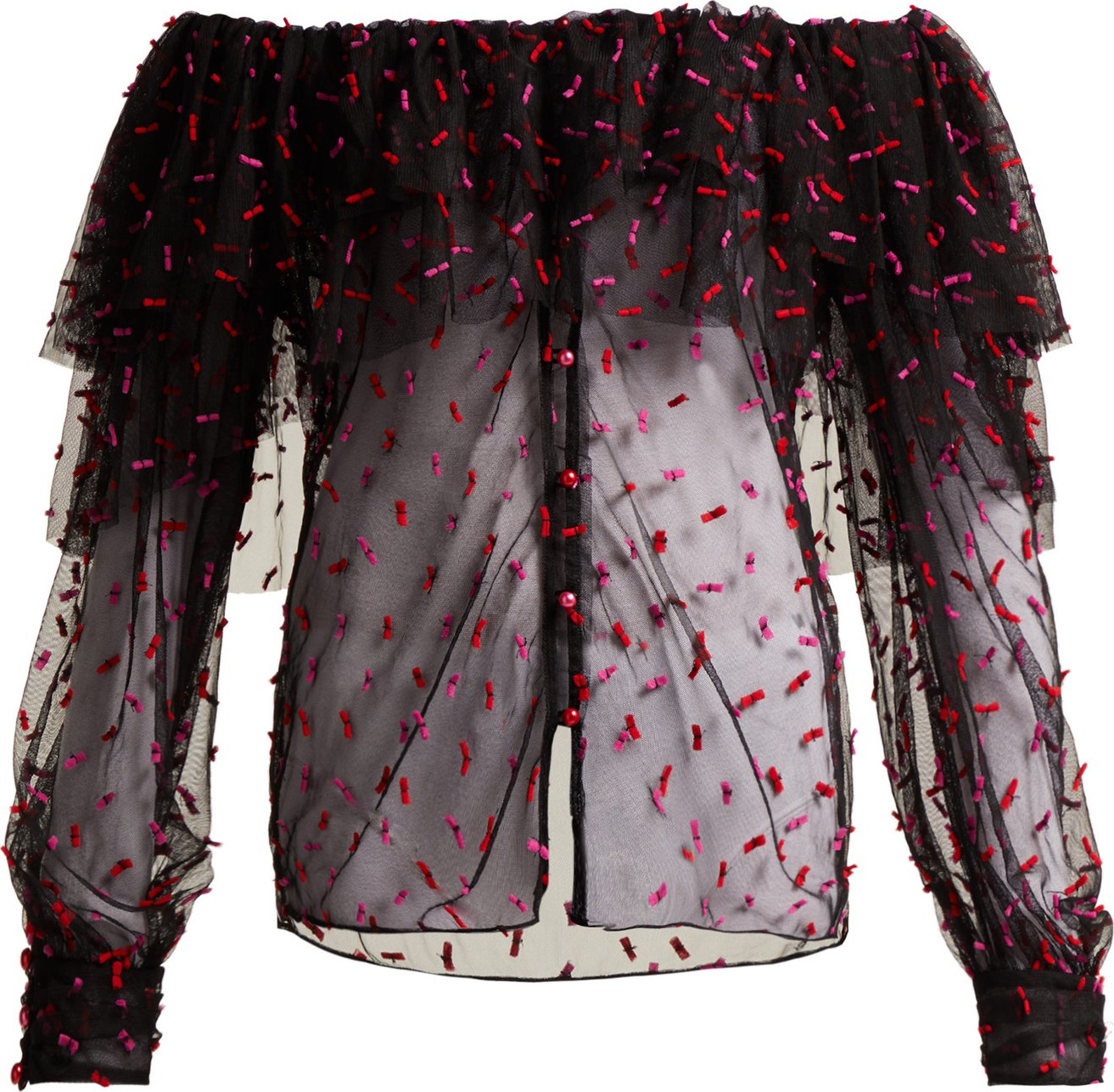 Rodarte Off-the-shoulder tulle blouse