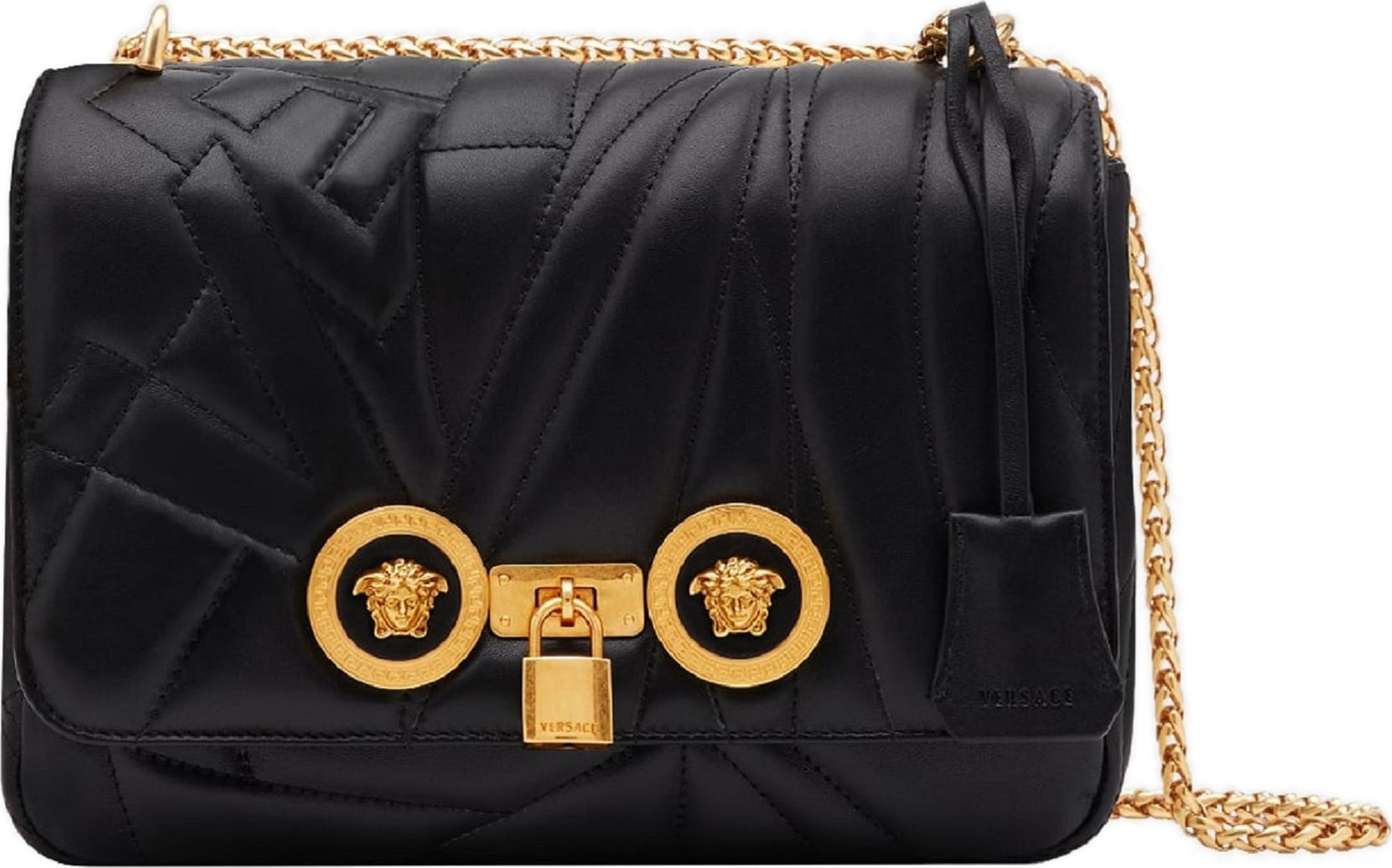 Versace Icon Logo Quilted Leather Shoulder Bag