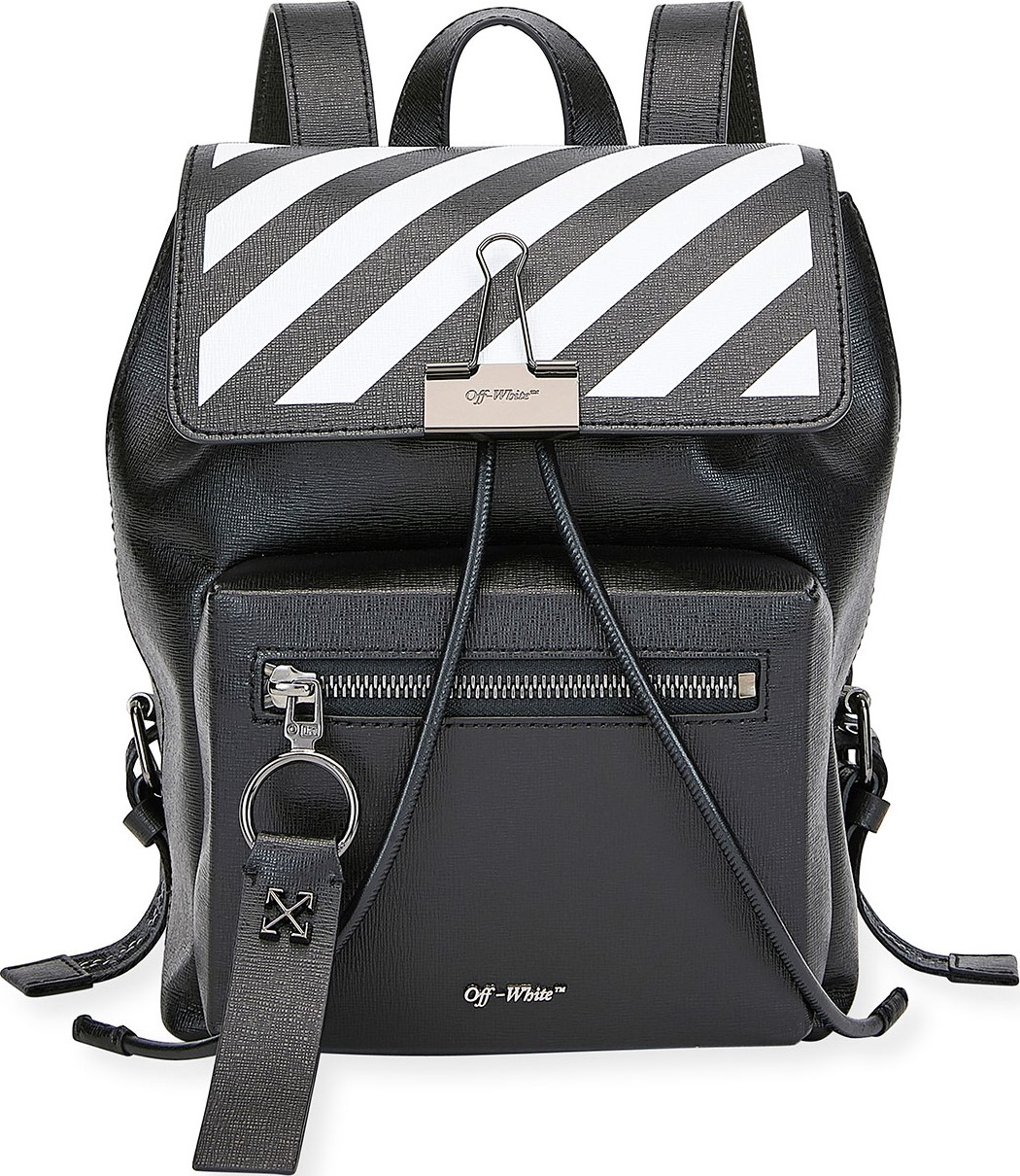Off White Diagonal Leather Binder Backpack