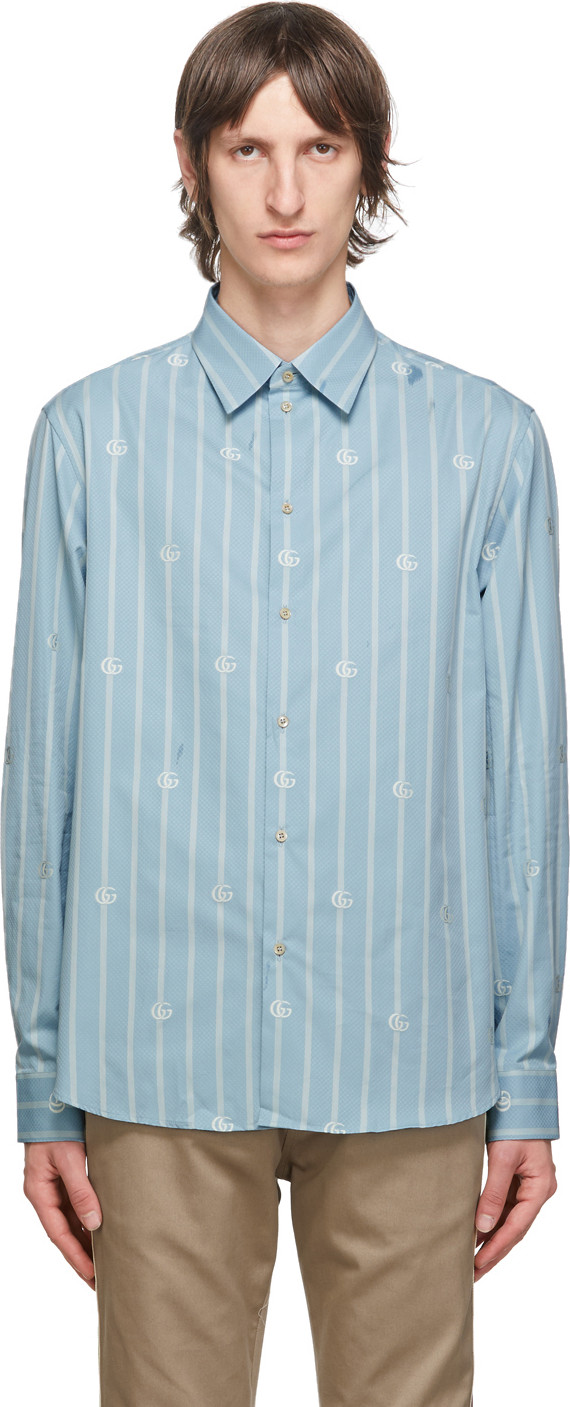 Gucci - Blue GG Striped Shirt