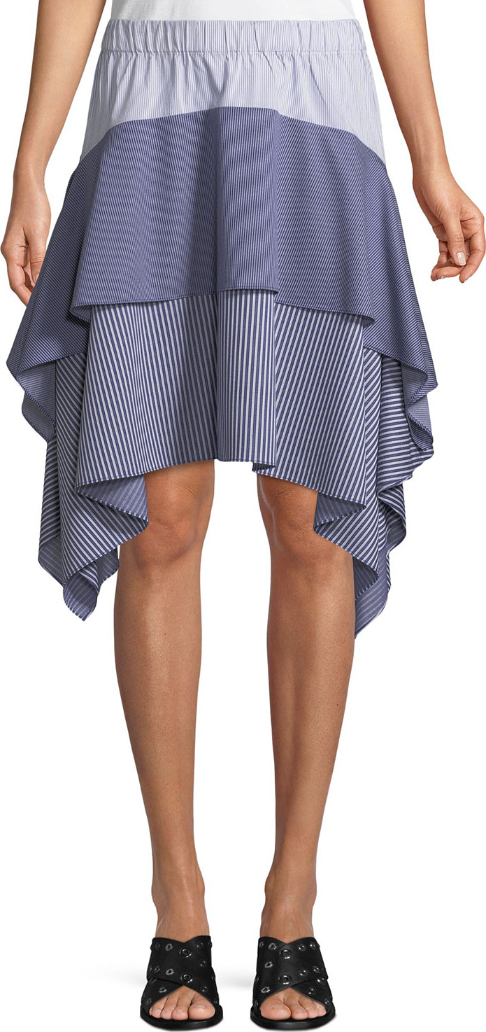 Opening Ceremony Tiered Asymmetric Striped Skirt