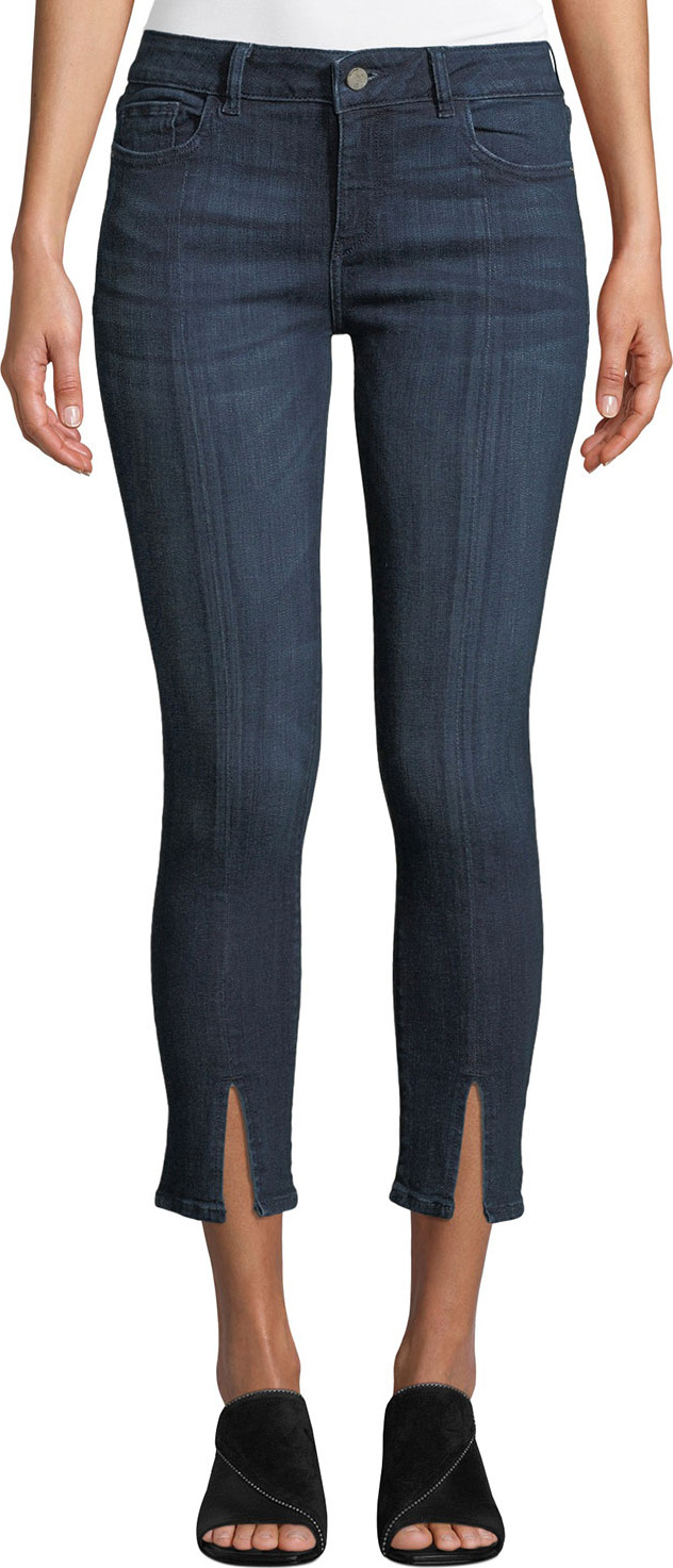 DL1961 Florence Cropped Mid-Rise Skinny Jeans with Split Hem