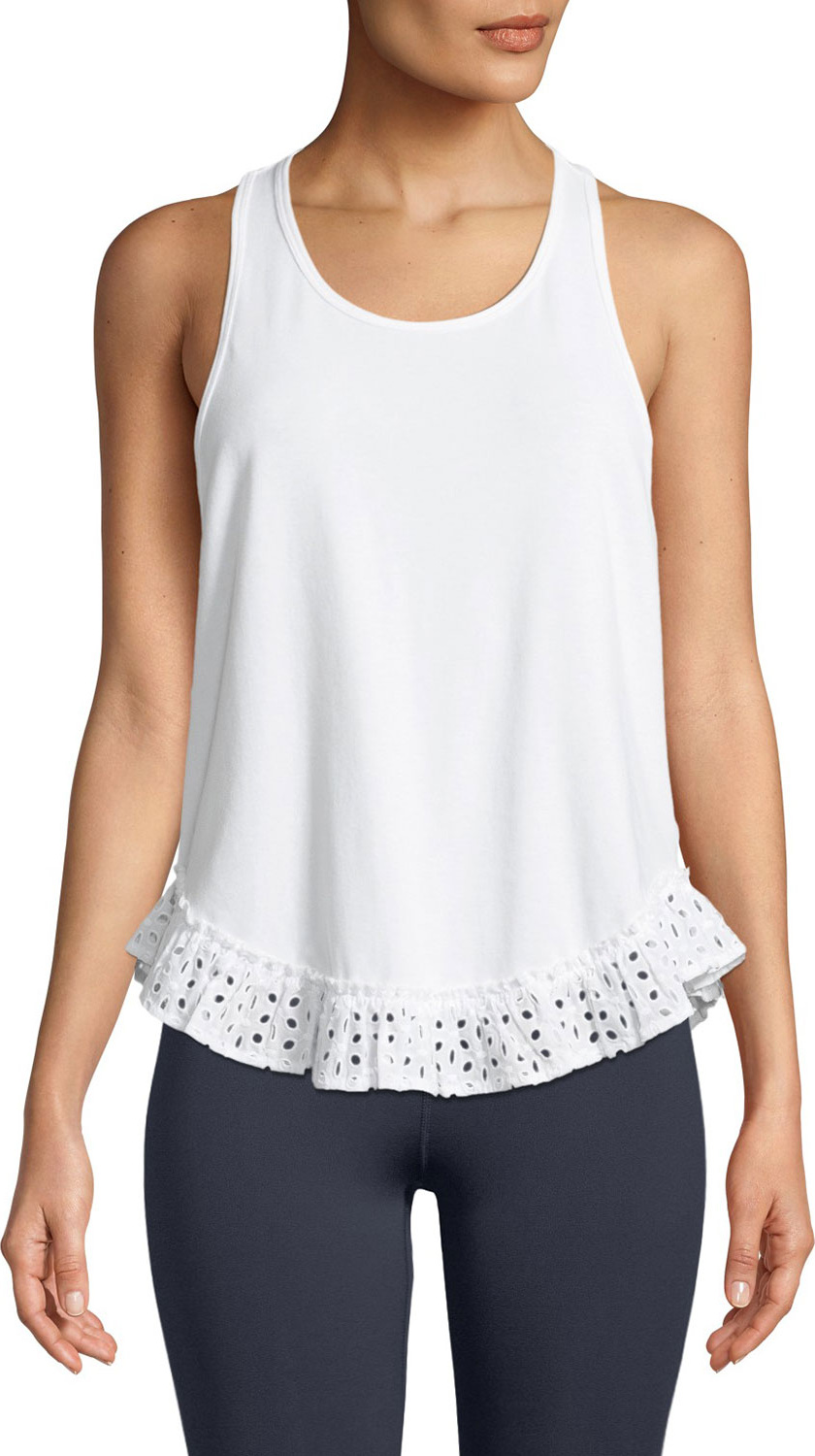 Kate Spade New York eyelet ruffle racerback tank