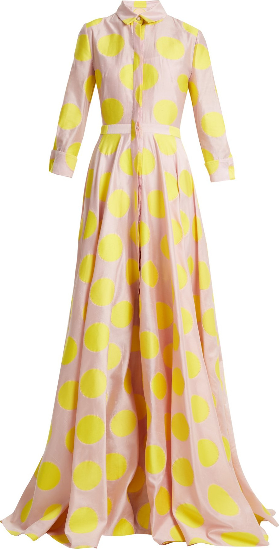 Carolina Herrera Point-collar polka-dot gown