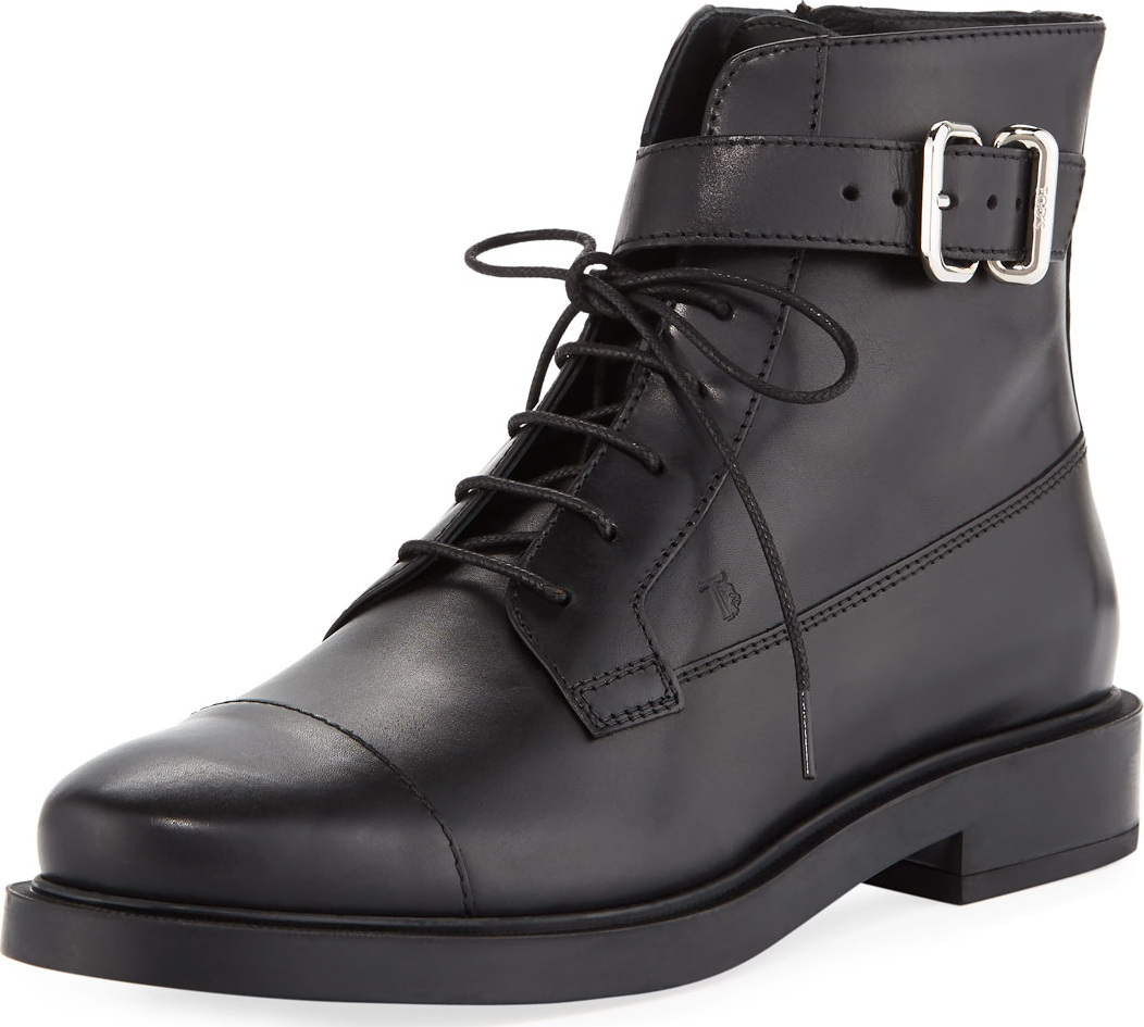 Tod's Lace-Up Leather Combat Boots
