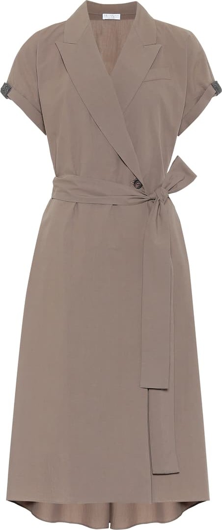 Brunello Cucinelli Cotton-poplin midi wrap dress