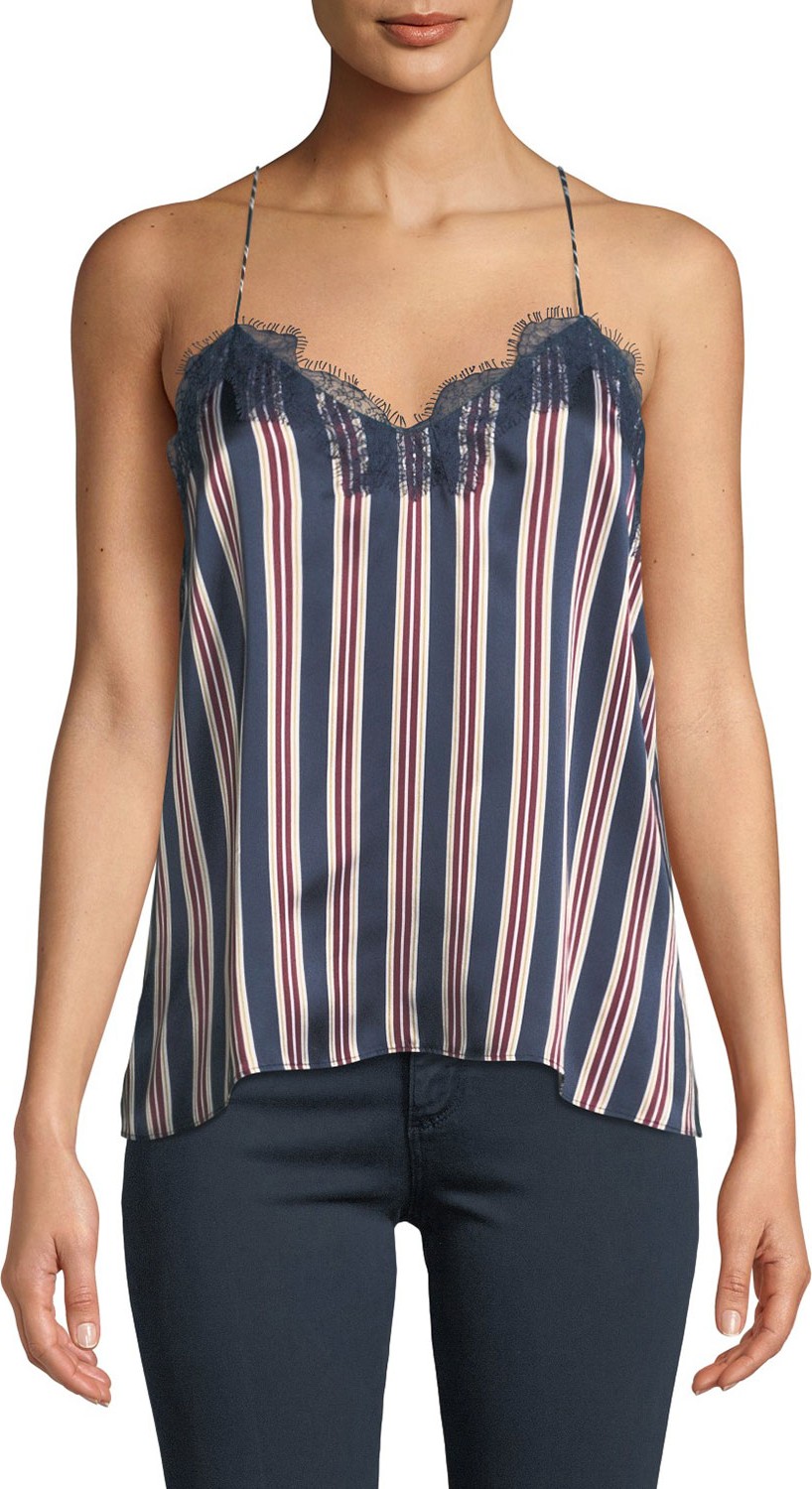 CAMI NYC The Racer Silk Charmeuse Camisole w/ Lace