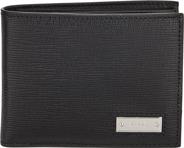 Bally Men's Bevye Embossed Leather Bi-Fold Wallet, Black