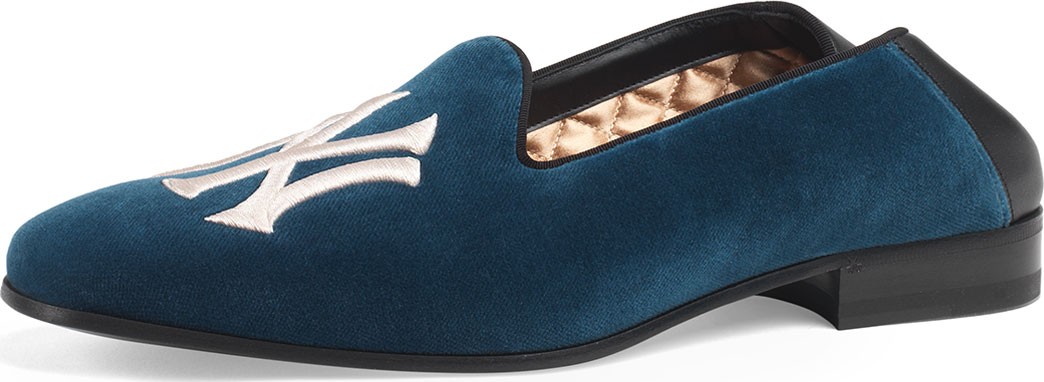 Gucci Men's Fold-Down Velvet Loafers with NY Yankees™ Patch