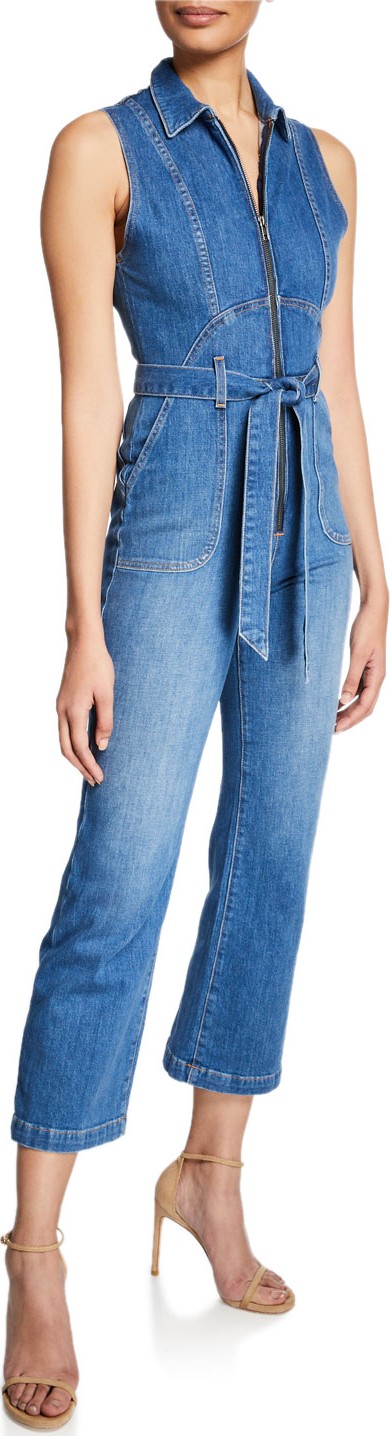 Alice + Olivia Gorgeous Sexy 70s Cropped Sleeveless Jumpsuit