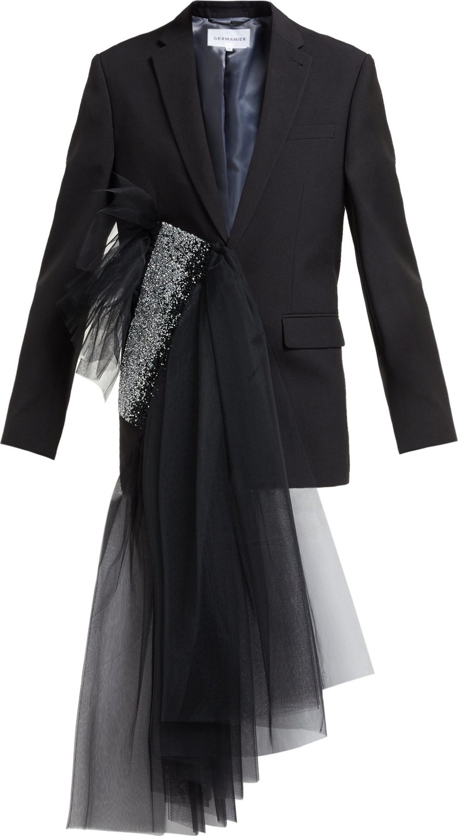 Germanier Crystal-embellished tulle-draped blazer