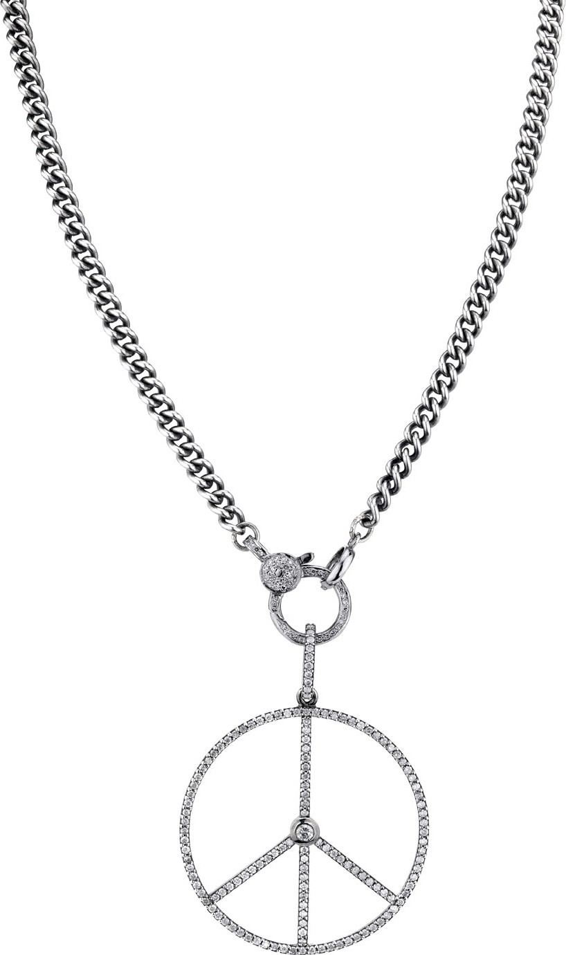 Sheryl Lowe Diamond Peace Sign Pendant Necklace