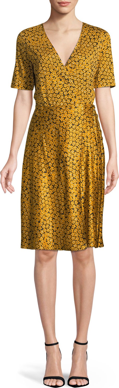 DIANE von FURSTENBERG Short-Sleeve Floral-Print Flared Wrap Dress