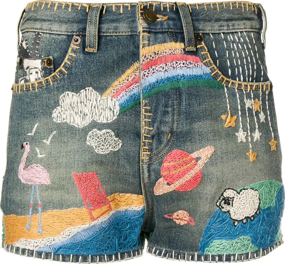 Saint Laurent embroidered shorts