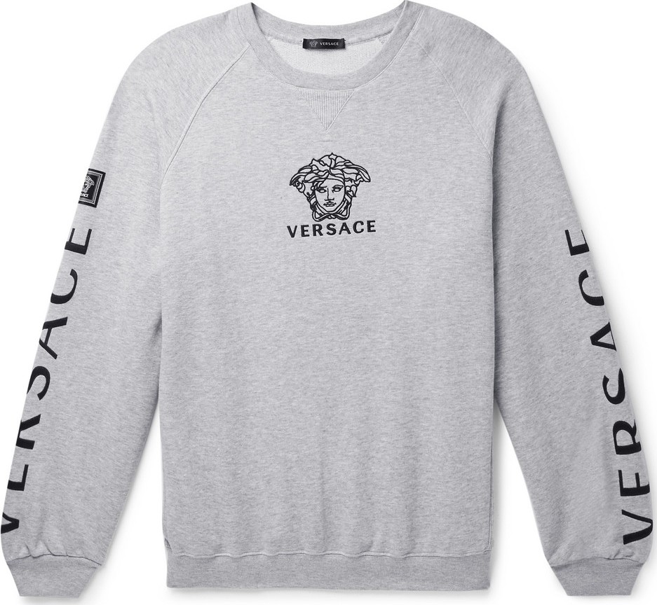 Versace Oversized Logo-Embroidered Loopback Cotton-Jersey Sweatshirt
