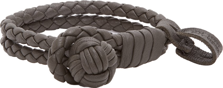 Bottega Veneta Grey Slim Intrecciato Double Bracelet