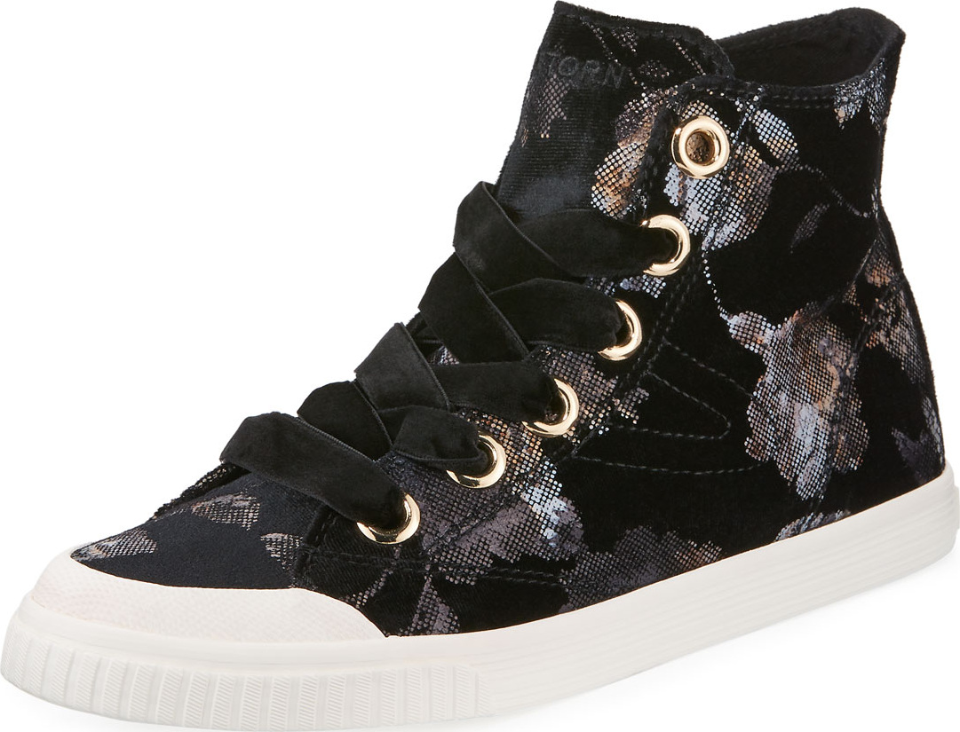Tretorn Marley Lace-Up Velvet Rubber High-Top Sneakers