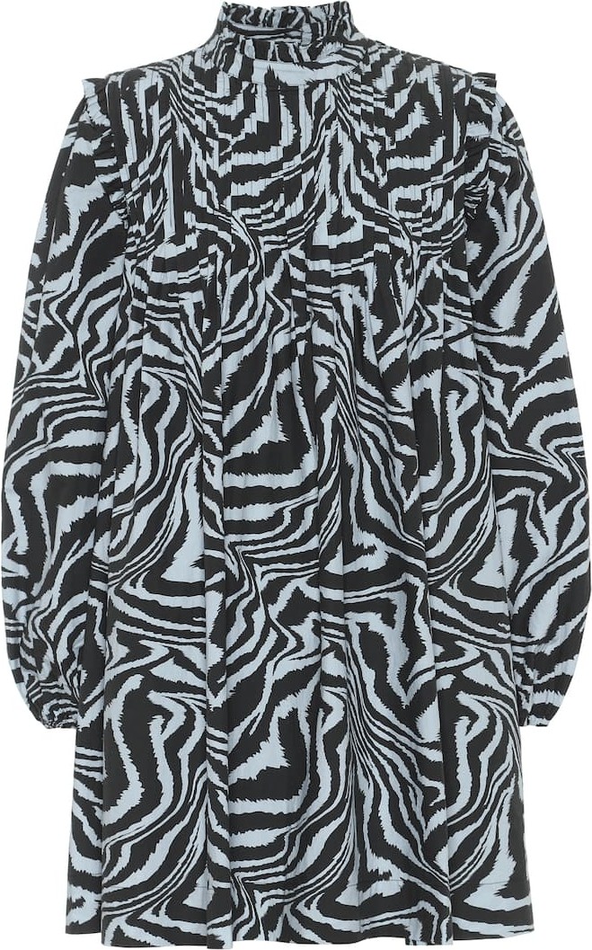 Ganni Tiger-print cotton minidress
