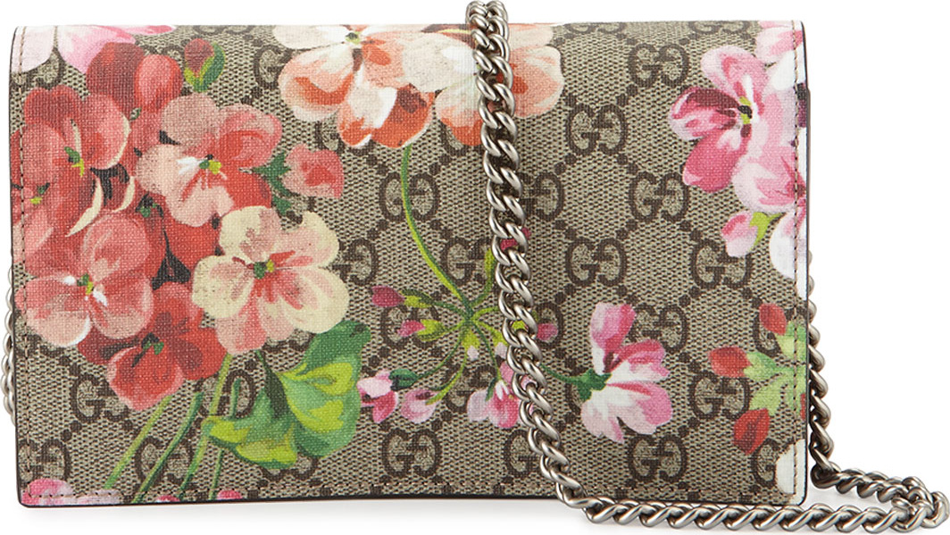 Gucci GG Blooms Supreme Chain Wallet, Multi Rose