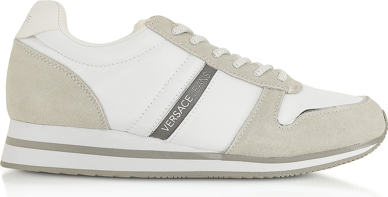 Versace Stella White Nylon and Suede Women's Sneakers