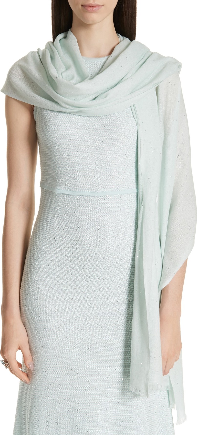 St. John Sequin Silk & Wool Wrap