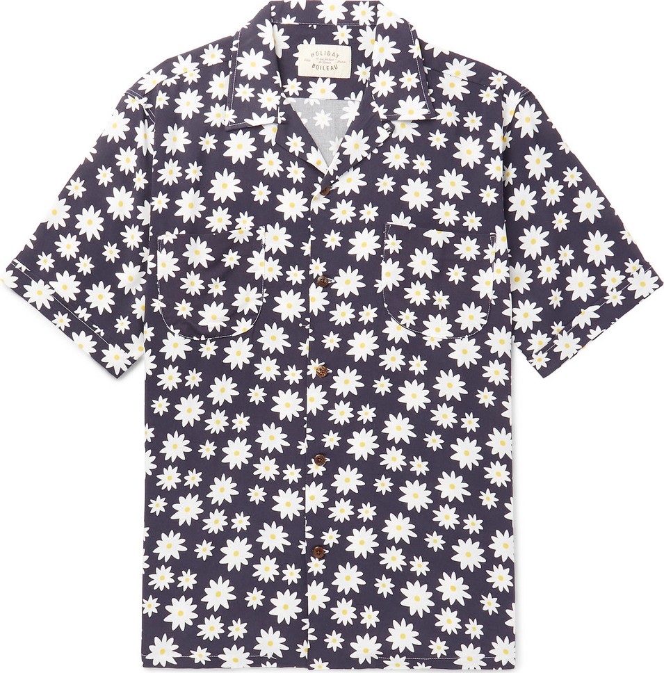Holiday Boileau Camp-Collar Floral-Print Woven Shirt