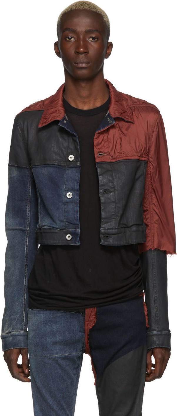 Rick Owens DRKSHDW Red & Blue Denim Little Joe Jacket