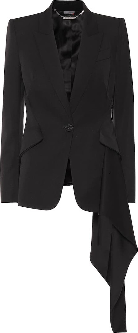 Alexander McQueen Asymmetric wool blazer