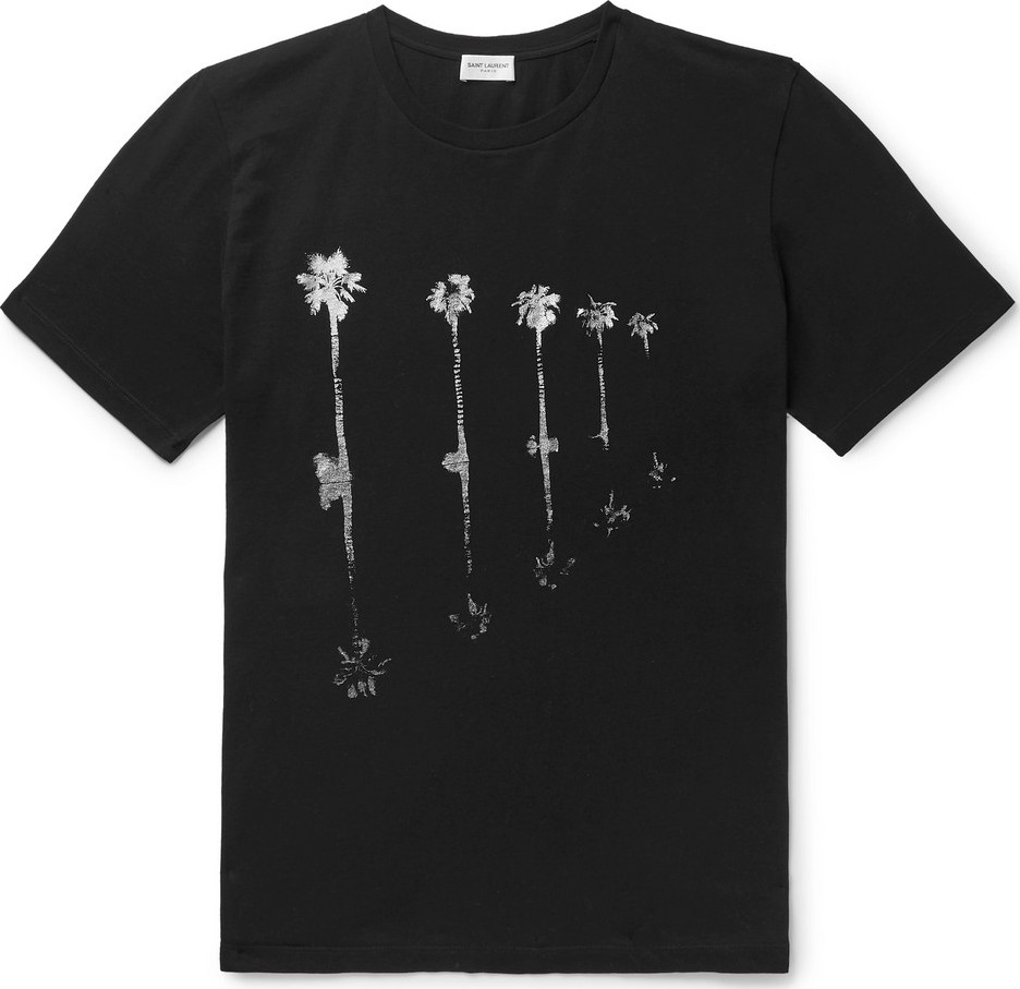 Saint Laurent Metallic Printed Cotton-Jersey T-Shirt
