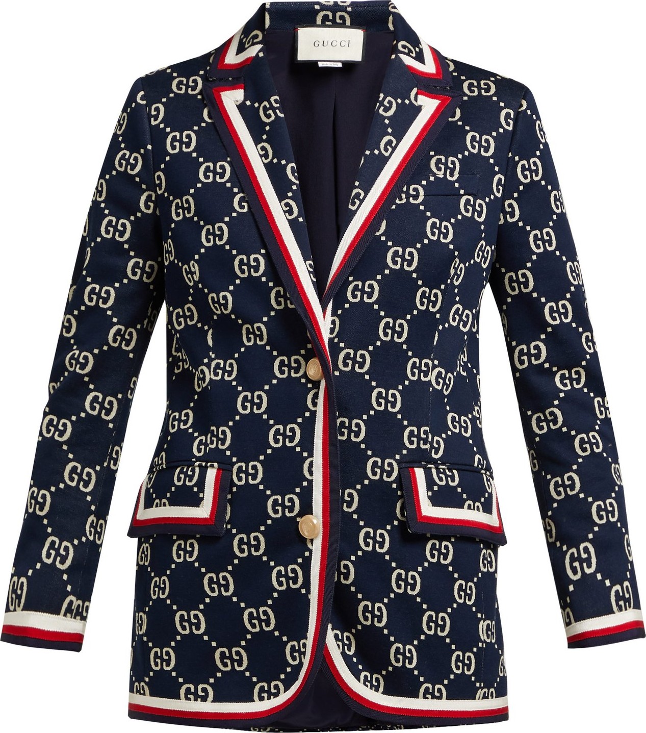 Gucci GG-jacquard single-breasted cotton blazer